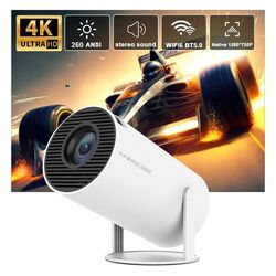 جهاز عرض مصغر فائق الجودة بتقنية الويفي بدقة 4K سينما منزلية HY300 Mini Projector 4K Android 11.0 Wifi 6 Bleutooth 5.0 Home C