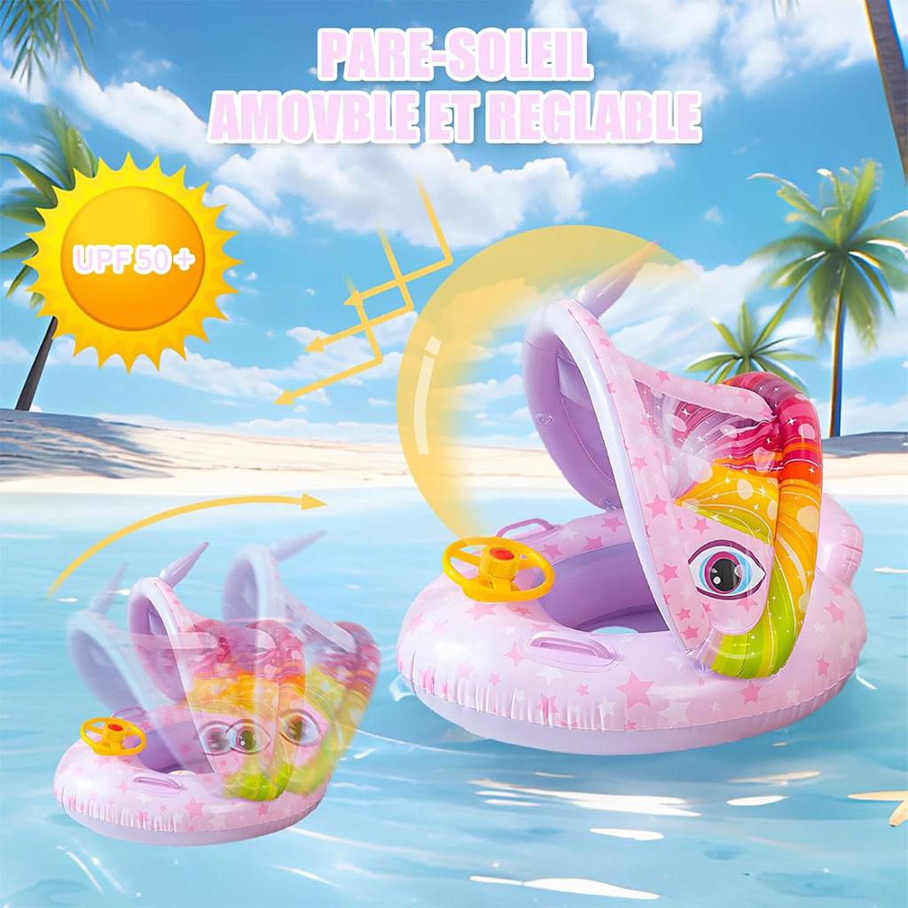 Bouée de natation gonflable pour bébé avec toit et Claxone – عوامة أطفال مع مظلة