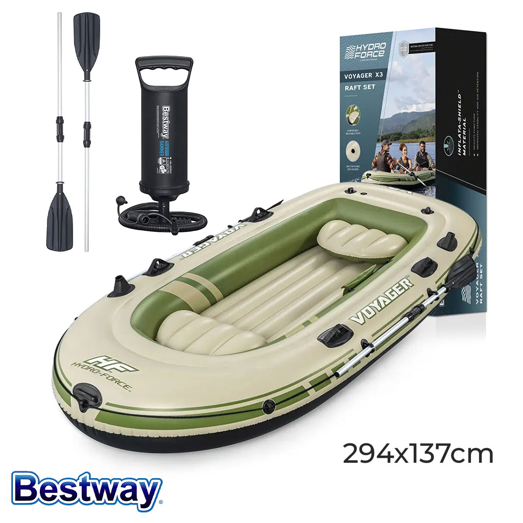 Ensemble de Bateau Gonflable Voyager X3 2,94m x 1,37m Bestway 65164 – قارب قابل للنفخ