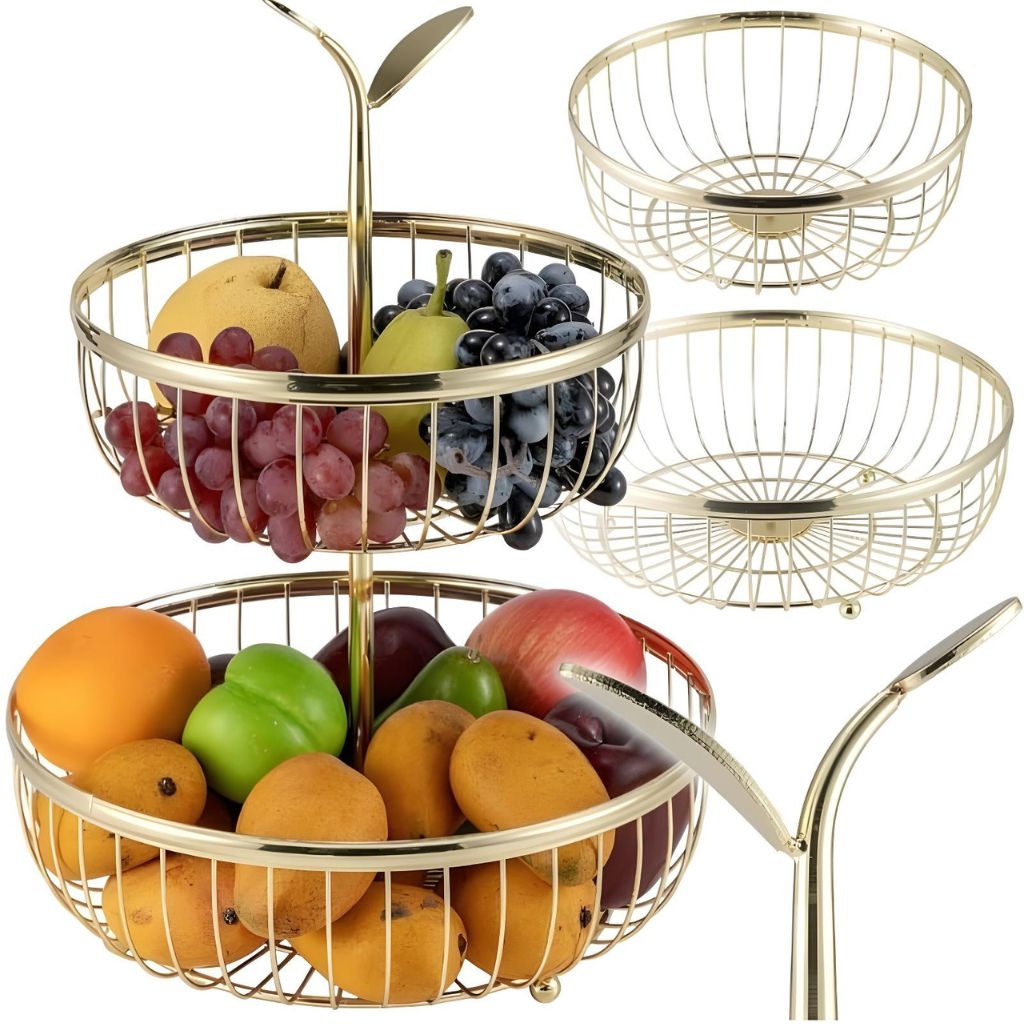 سلة فواكه معدنية بطبقتين Panier à Fruits en Métal à 2 Niveaux KG