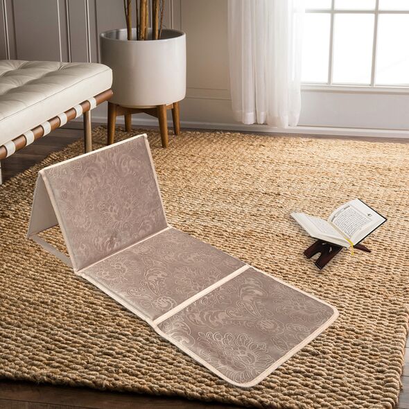 سجادة صلاة الفاخرة قابلة للطي 2في1 مع حقيبة لحمل سهل بمسند ظهر مريح Tapis De Prière Avec Dossier Pliable 106x48