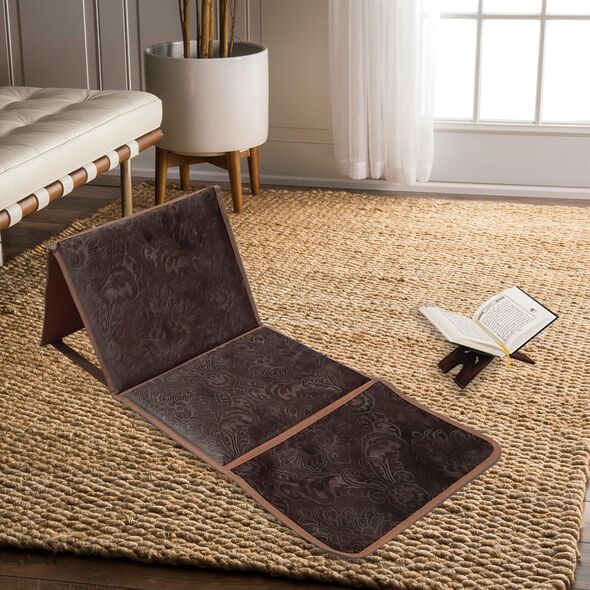 سجادة صلاة الفاخرة قابلة للطي 2في1 مع حقيبة لحمل سهل بمسند ظهر مريح Tapis De Prière Avec Dossier Pliable 106x48