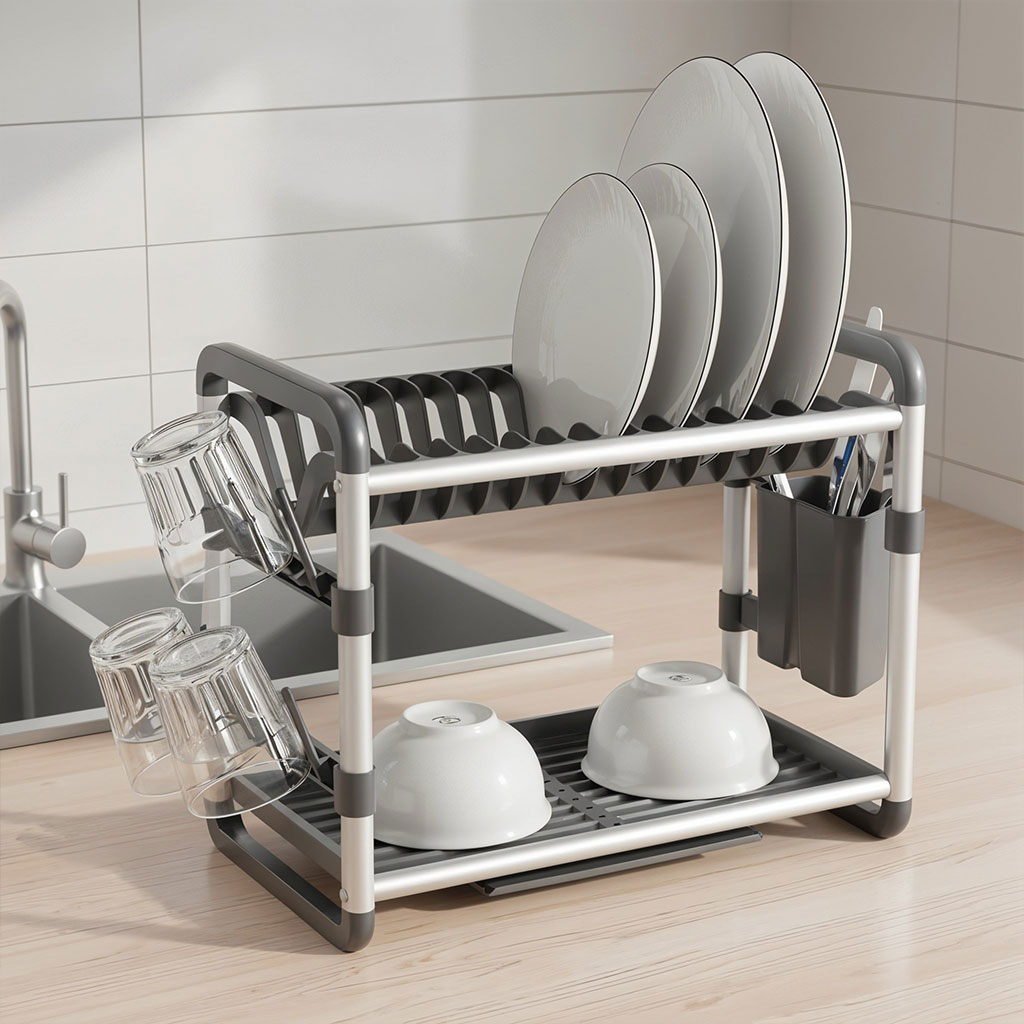 Egouttoir à Vaisselle en Aluminium de Haute Qualité 2 étages SX-842 – منظم أواني الغسيل